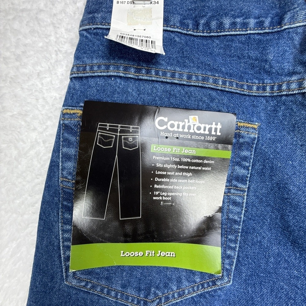 Carhartt Loose Fit Denim Jeans Mens 31x34 B167 DST Darkstone NWT NOS